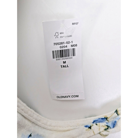 Old Navy Linen Blend Floral Midi Dress Sz M Tall Cottagecore Milkmaid Feminine - Picture 10 of 13